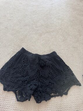 Nordstrom Black High-Waist Lace Crochet Shorts